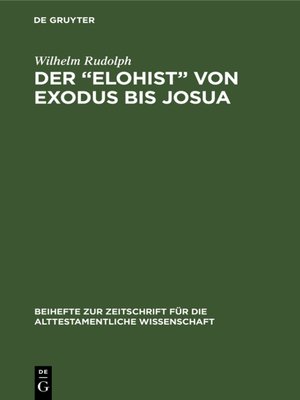 cover image of Der "Elohist" von Exodus bis Josua